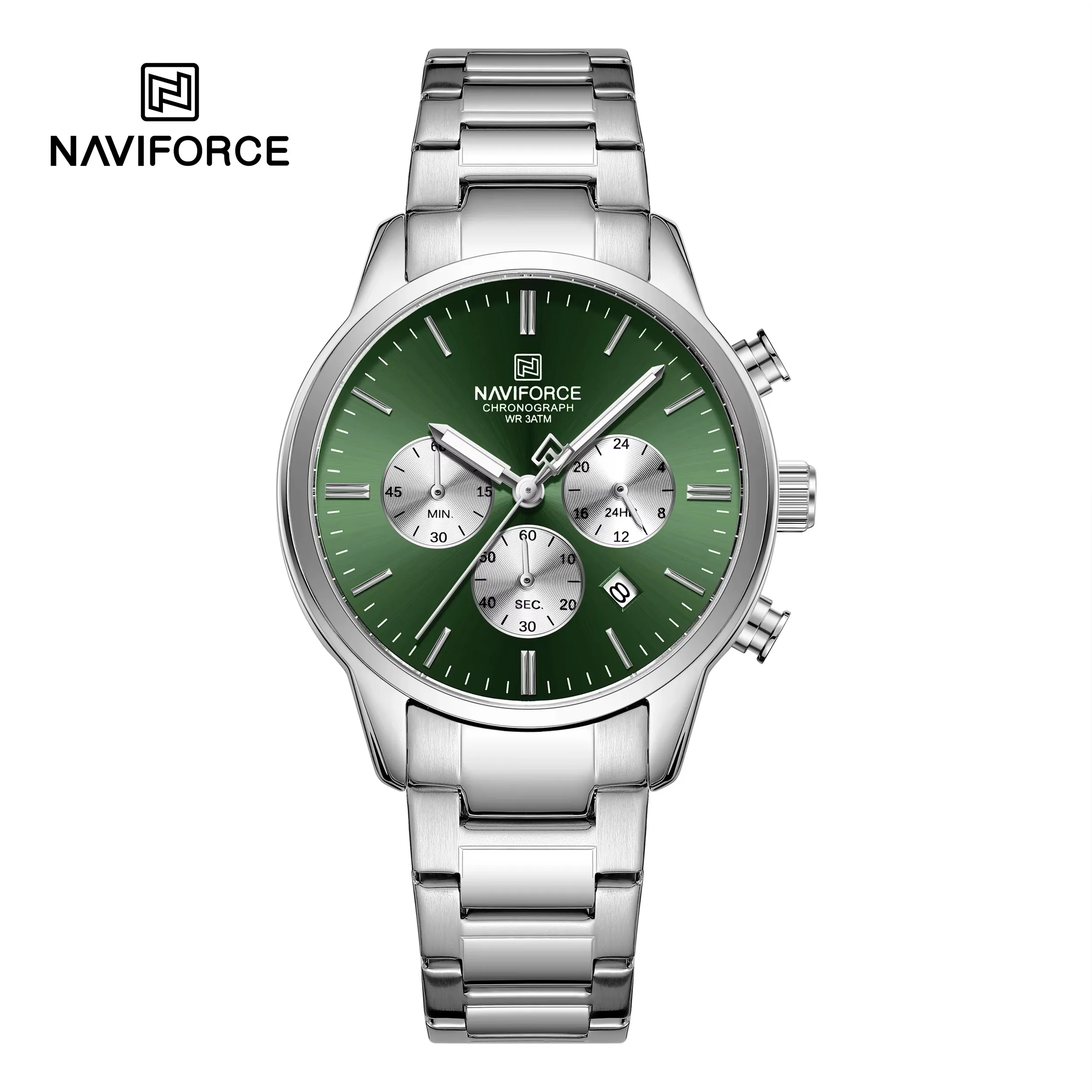 Naviforce 8076 Watch For Men-Silver Green
