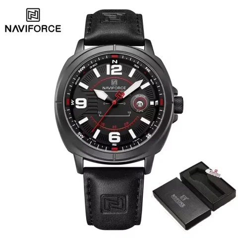 Naviforce 8078 Watch For Men-Black Red