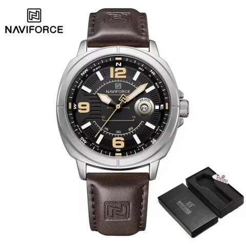 Naviforce 8078 Watch For Men-Coffee