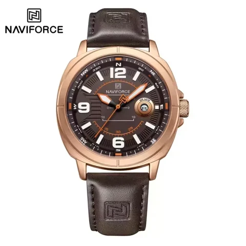Naviforce 8078 Watch For Men-Rose Coffee