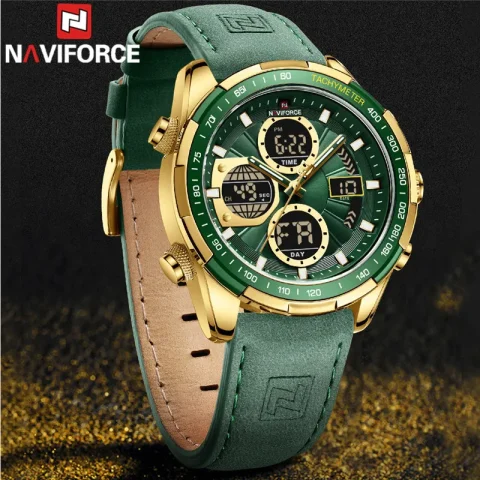 Naviforce 9197 Watch For Watch-Golden Green
