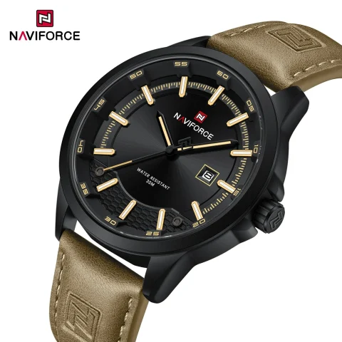 Naviforce 9248 Watch For Men- Brown Lite