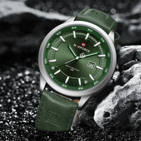 Naviforce 9248 Watch For Men-Silver Green