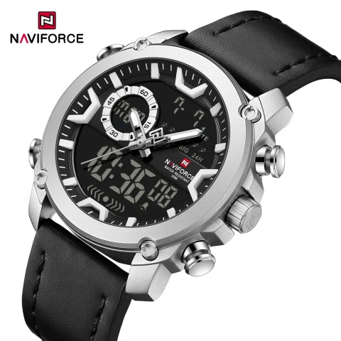 Naviforce 9261 Watch For Men-Silver Black
