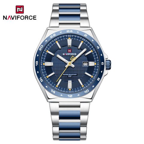 Naviforce 9266 Watch For Men-Silver Blue