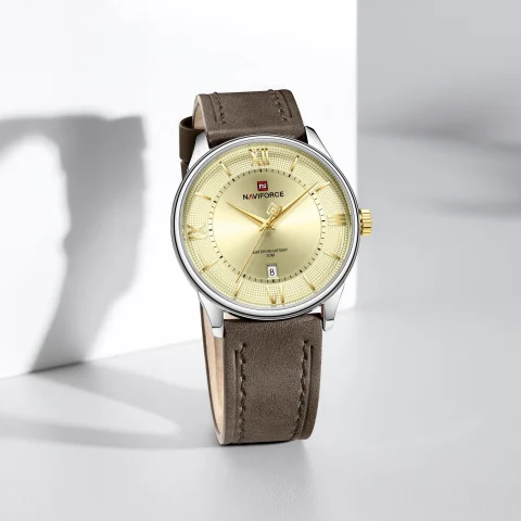 Naviforce 9272 Watch For Men-Gold Coffee