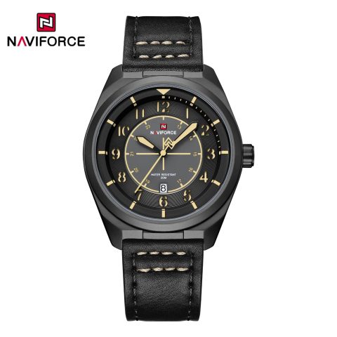 Naviforce 9281 Leather Men's Watch-Black Brown