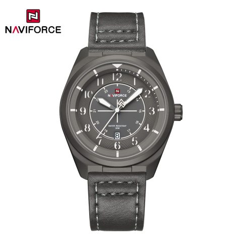 Naviforce 9281 Leather Men's Watch-Black Gray