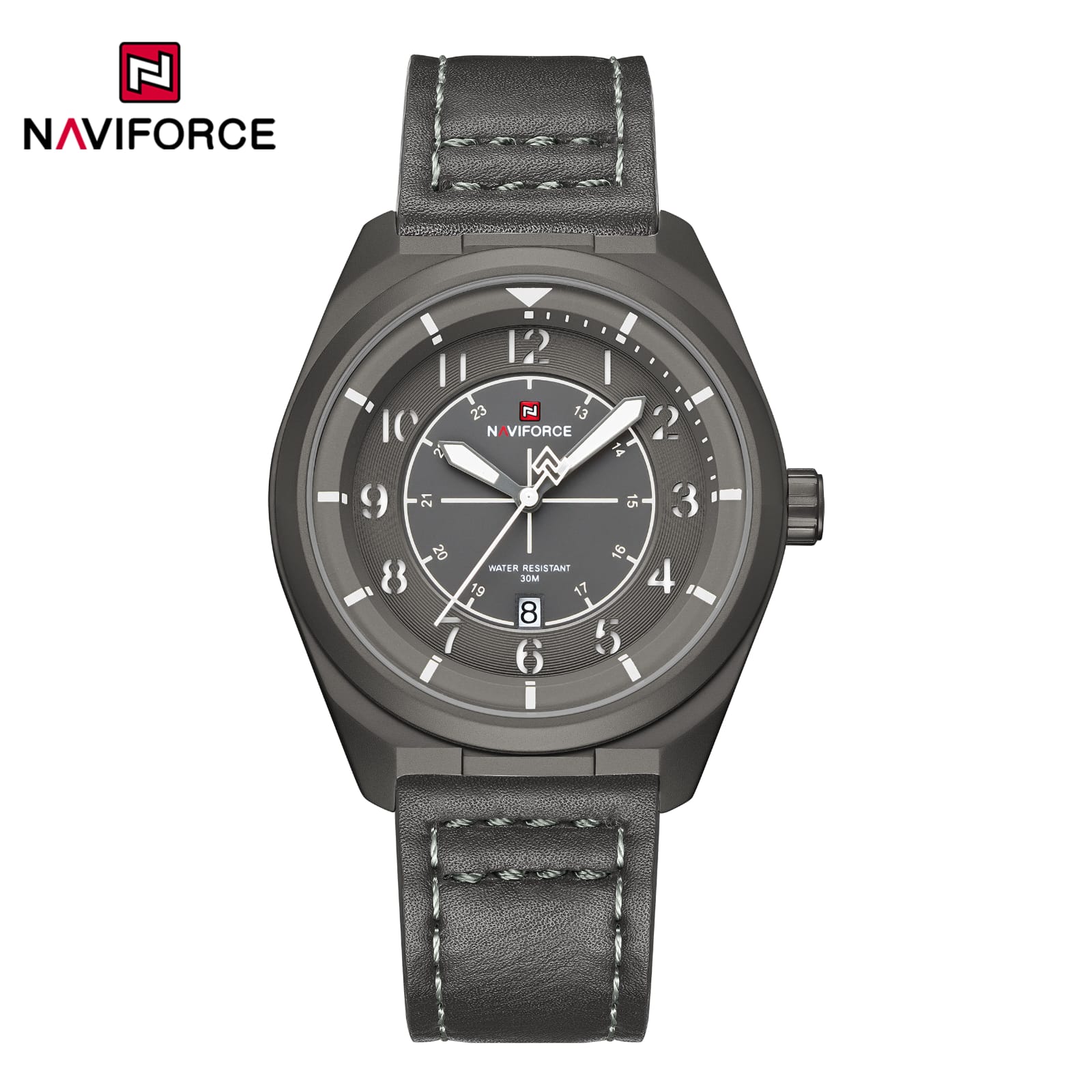 Naviforce 9281 Leather Men's Watch-Black Gray