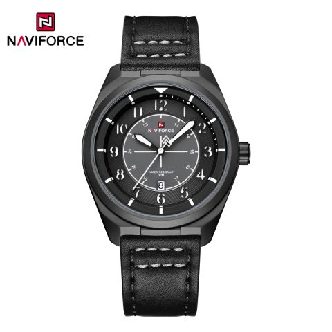 Naviforce 9281 Leather Men's Watch-Black White