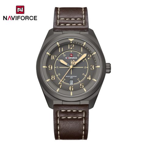 Naviforce 9281 Leather Men's Watch-Brown Gray