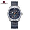 Naviforce 9281 Leather Men's Watch-Silver Blue