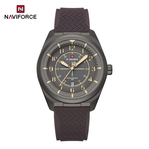 Naviforce 9281 Silicone Men's Watch-Brown Gray