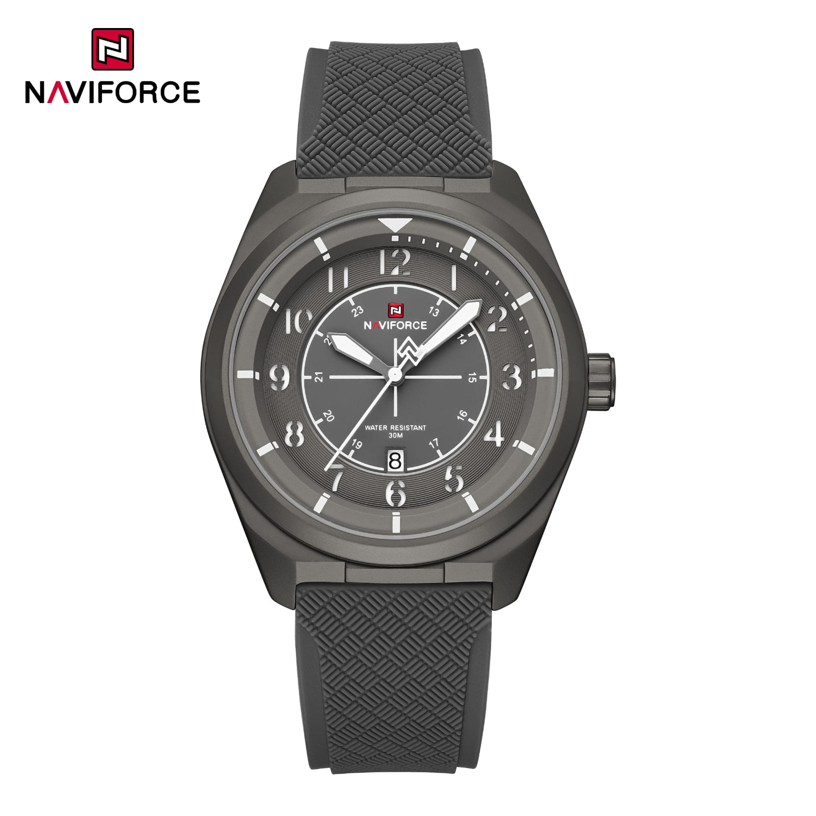 Naviforce 9281 Silicone Men's Watch-Gray White