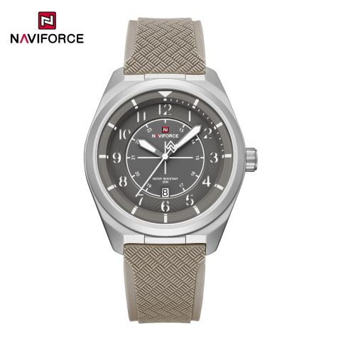Naviforce 9281 Silicone Men's Watch-Silver Gray