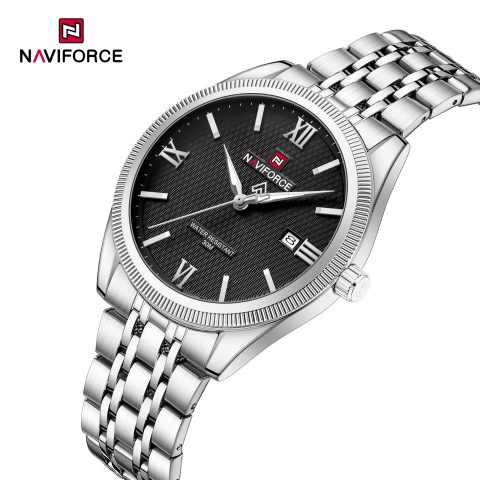 Naviforce 9282 Watch For Men-Silver Black
