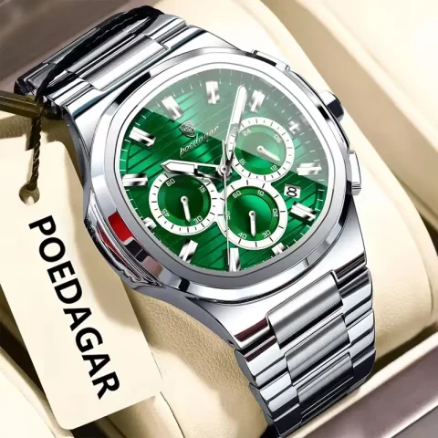 POEDAGAR 834 Watch For Men - Silver Green