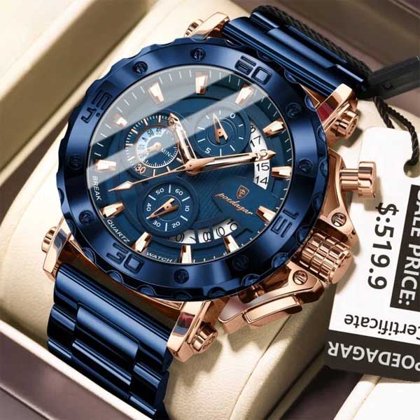 Poedagar 892 Watch For Men-Rose Blue