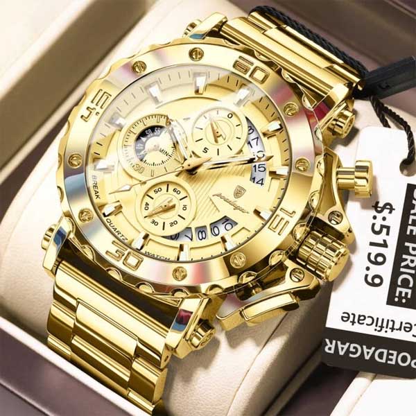 Poedagar 892 Watch For Men-Golden