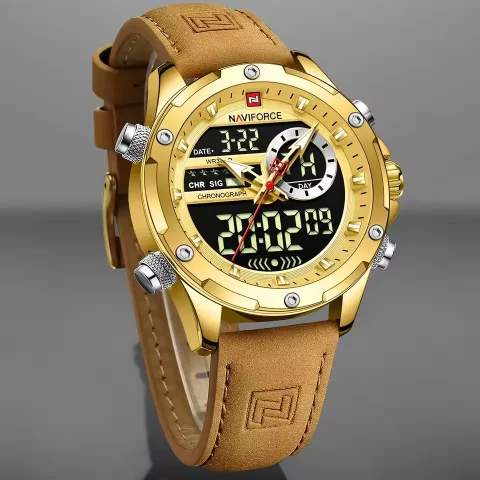 Naviforce 9208 Watch For Men-Golden