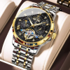 POEDAGAR 1420 Tourbillon Automatic Mechanical Watch for Men -Golden Black