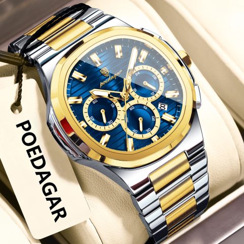 POEDAGAR 834 Watch For Men - Gold Blue