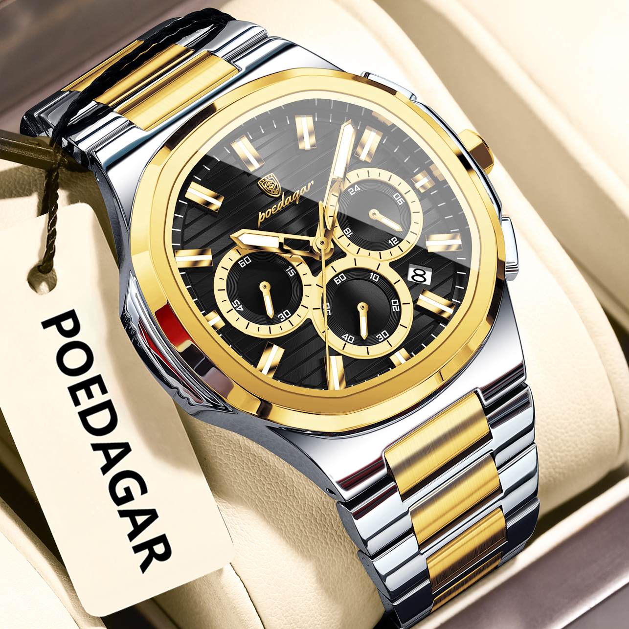 POEDAGAR 834 Watch For Men - Golden Black