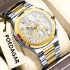 POEDAGAR 834 Watch For Men - Golden Silver