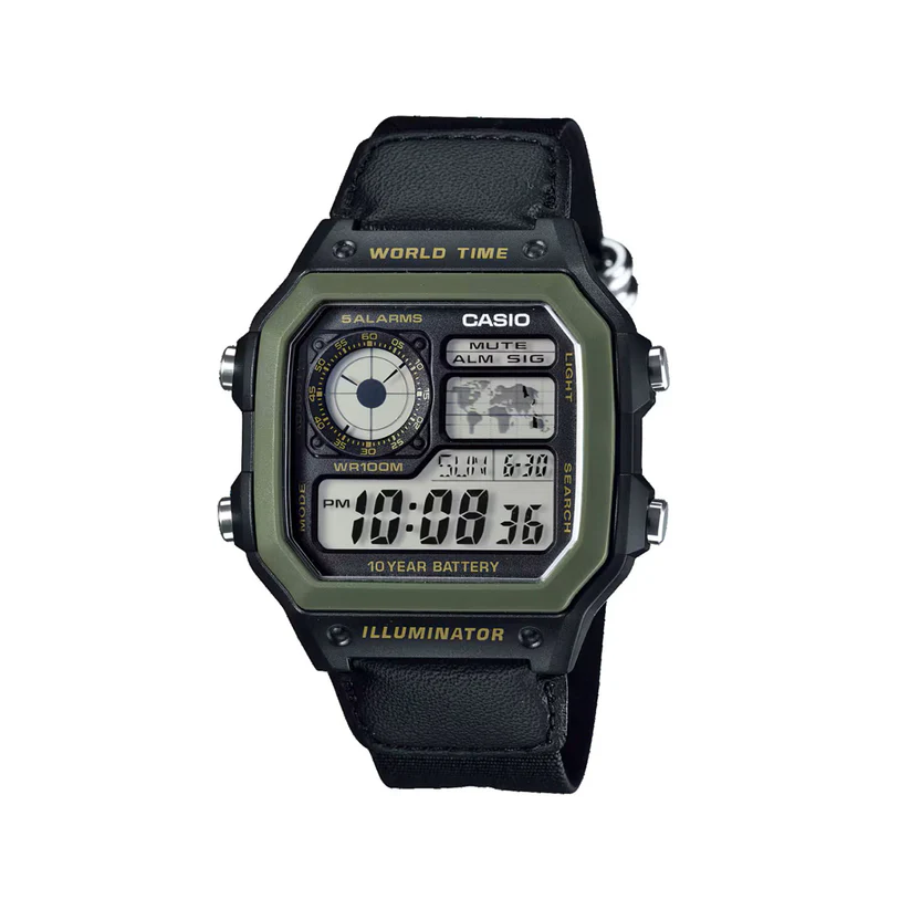 Best Casio AE-1200WHB-1BV Military Watch: Ultimate Digital Choice Casio AE-1200WHB-1BV digital watch with black nylon strap