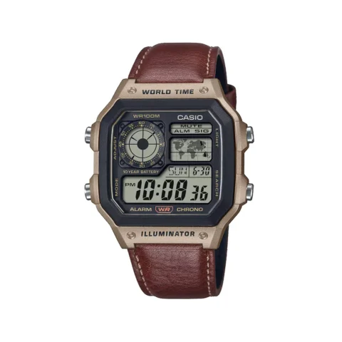 Casio AE-1200WHL-5AVDF Youth World Time Bronze & Leather Edition