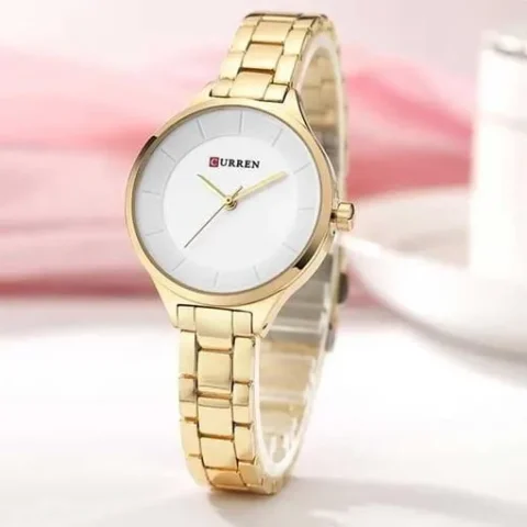 Curren 9015 Watch For Women-Gold White