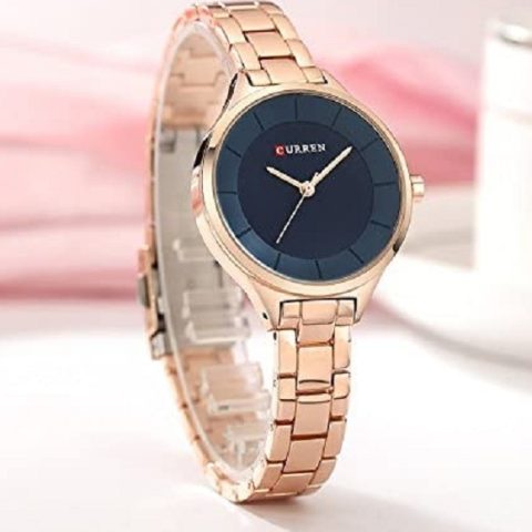 Curren 9015 Watch For Women-Rose Gold Blue