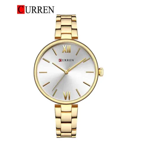 Curren 9017 Watch For Women-Gold White