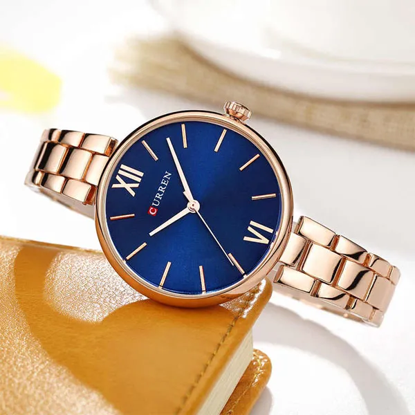 Curren 9017 Watch For Women-Rose Gold Blue2 Curren 9017 Watch For Women-Rose Gold Blue