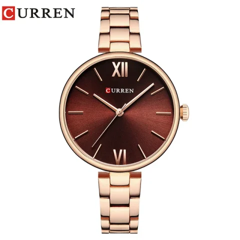 Curren 9017 Watch For Women-Rose Gold Coffee