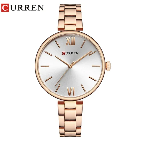 Curren 9017 Watch For Women-Rose Gold White