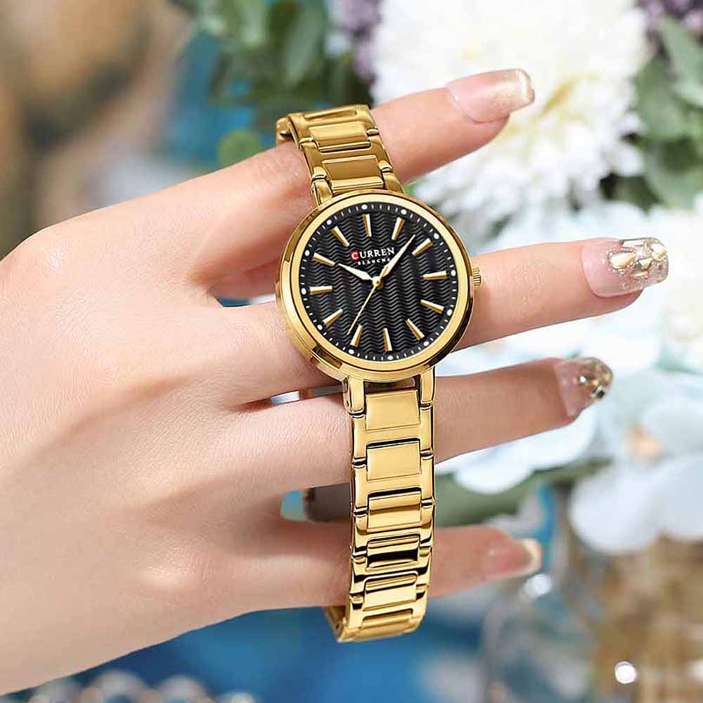 Curren 9109 Watch For Women-Golden Black Curren 9109 Watch For Women-Golden Black