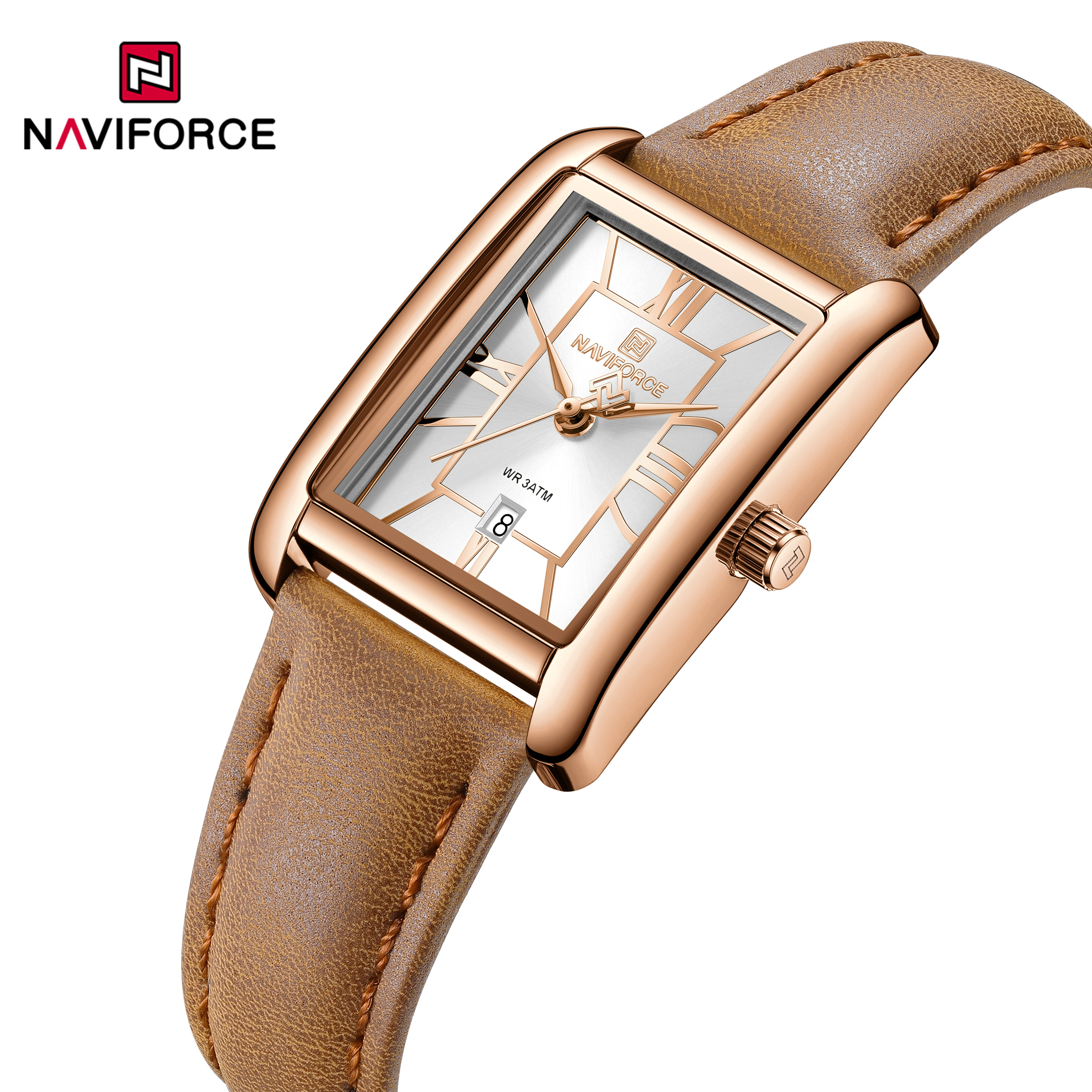 Naviforce 5074 for women-Brown Rose White1 Naviforce 5074 for women-Brown Rose White