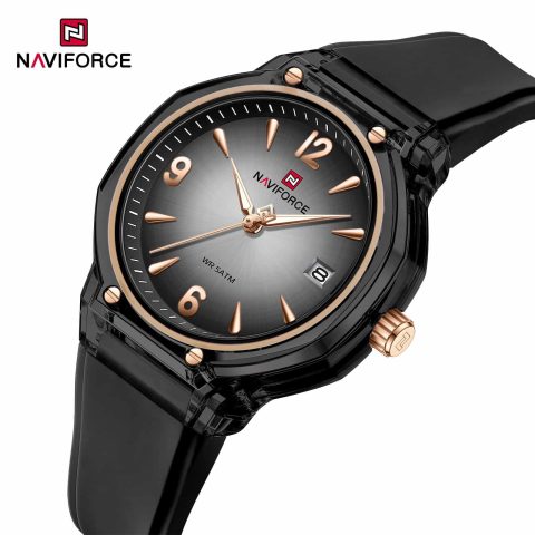Naviforce 6110 Women's Purple Sport Watch with Transparent Case and Silicone Strap
