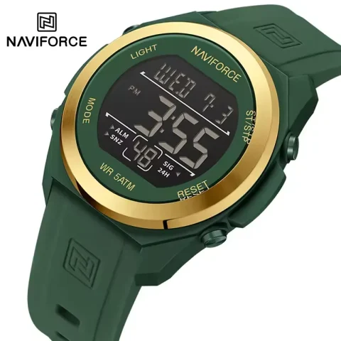 Naviforce 7111 watch for men-Gold Green