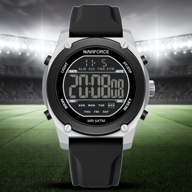 Naviforce 7130 Sports Watch For Men-Black White