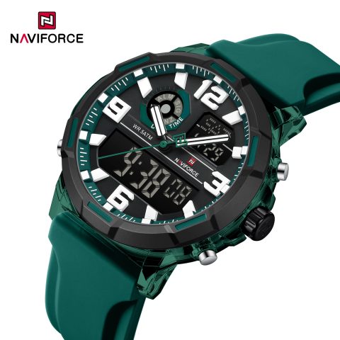 Naviforce 7130 watch for men-Dark Green Black