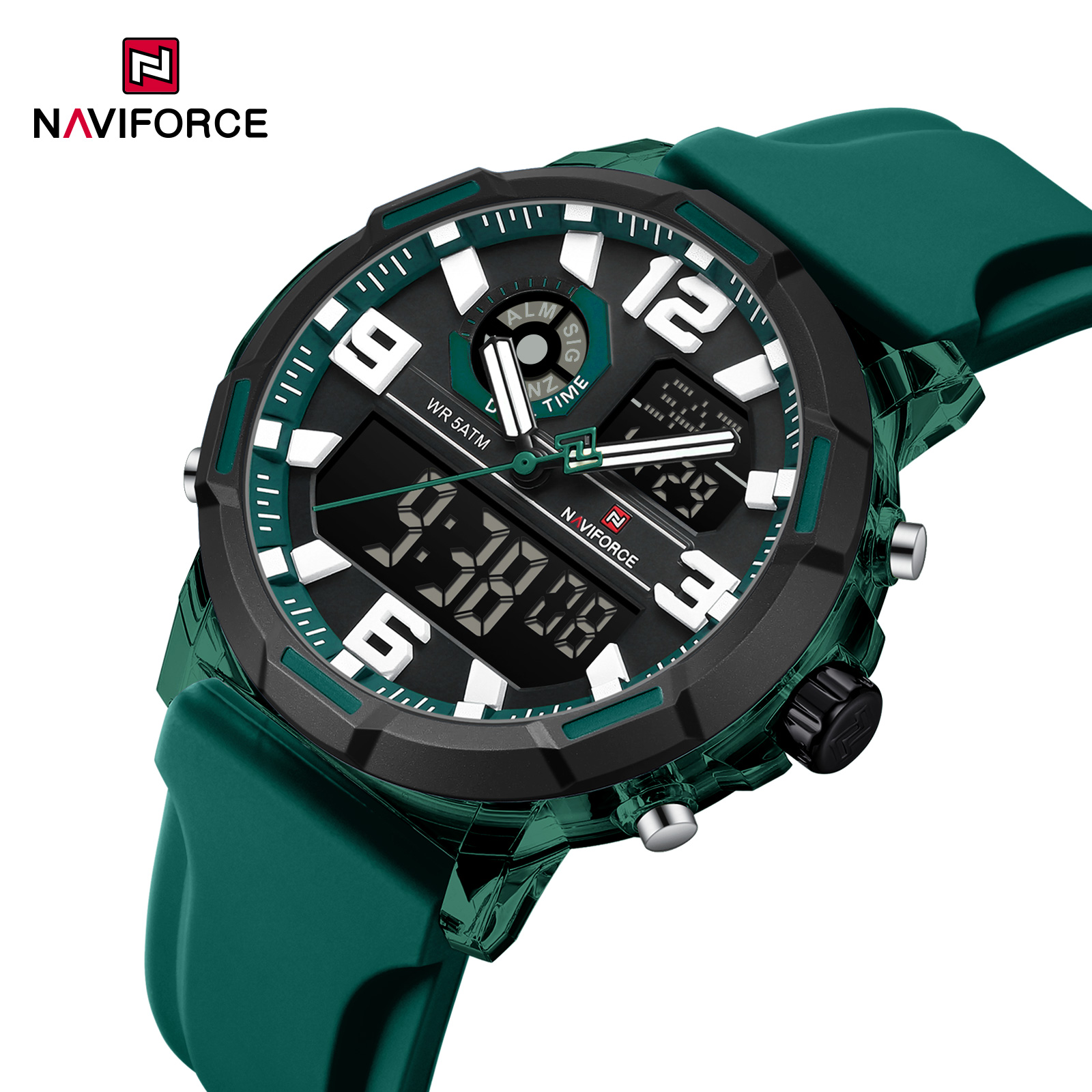 Naviforce 7130 watch for men-Dark Green Black Naviforce 7130 watch for men-Dark Green Black