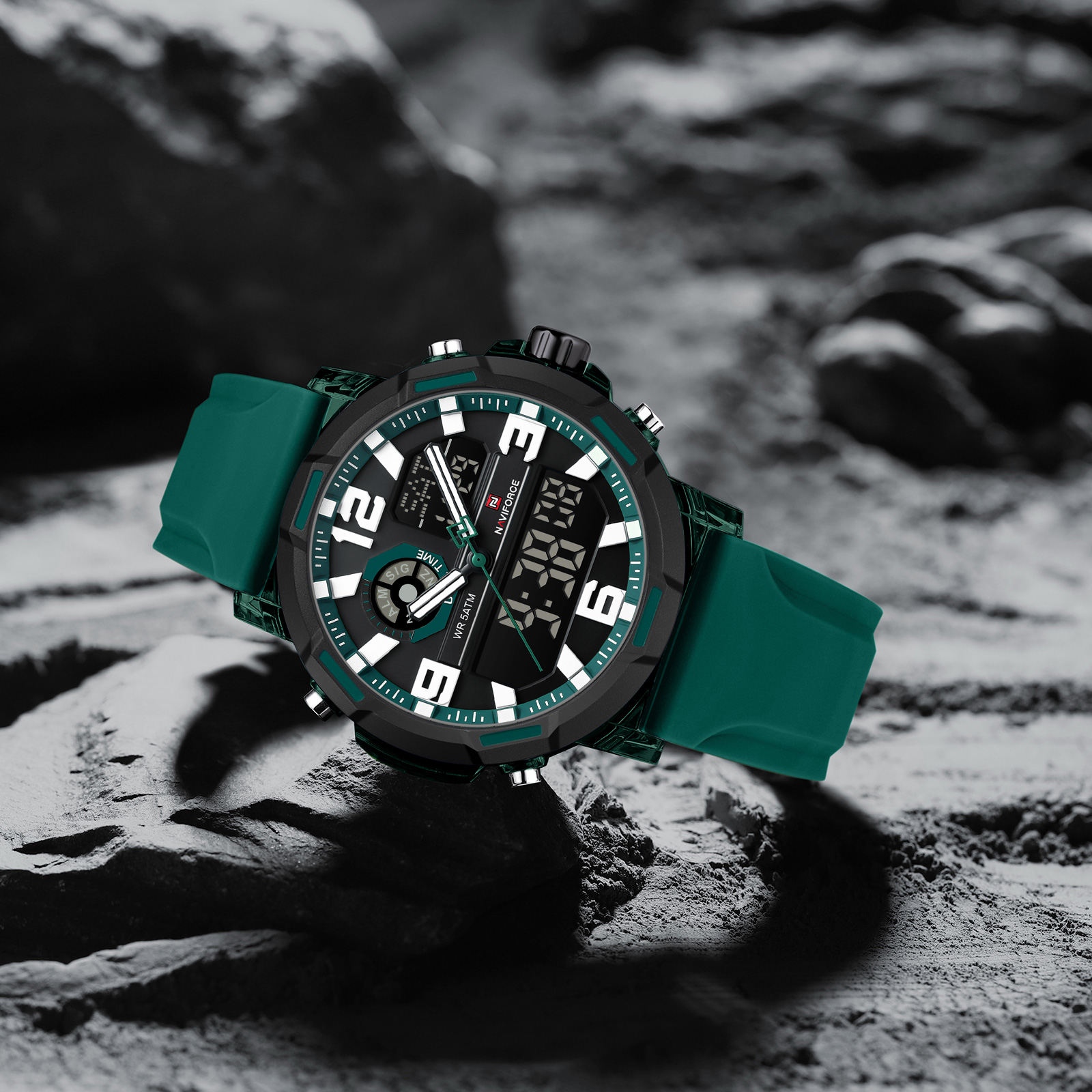 Naviforce 7130 watch for men-Dark Green Black2 Naviforce 7130 watch for men-Dark Green Black