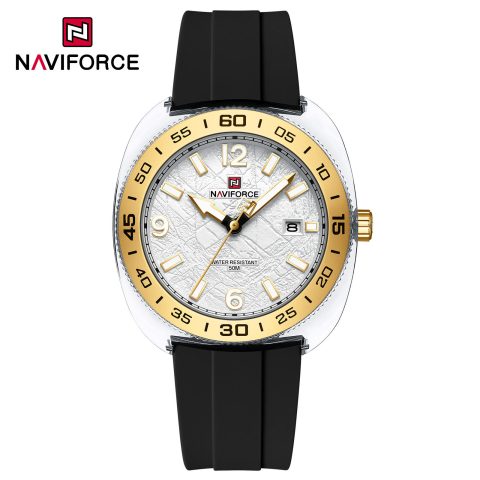 Naviforce 7132 Watch For Men-Black Gold White