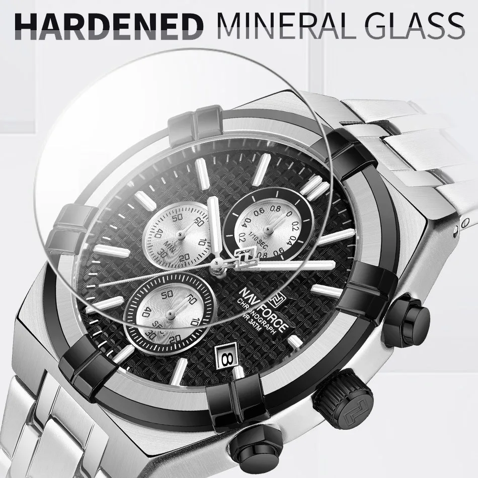 Naviforce 8042 Watch for Men- Silver Black 2