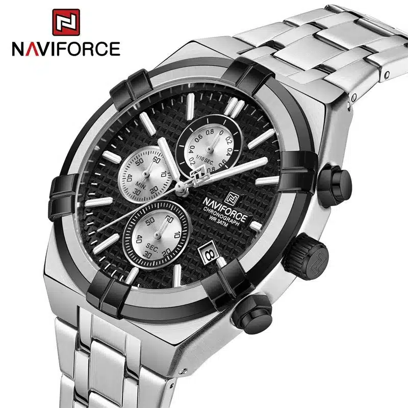 Naviforce 8042 Watch for Men- Silver Black 3