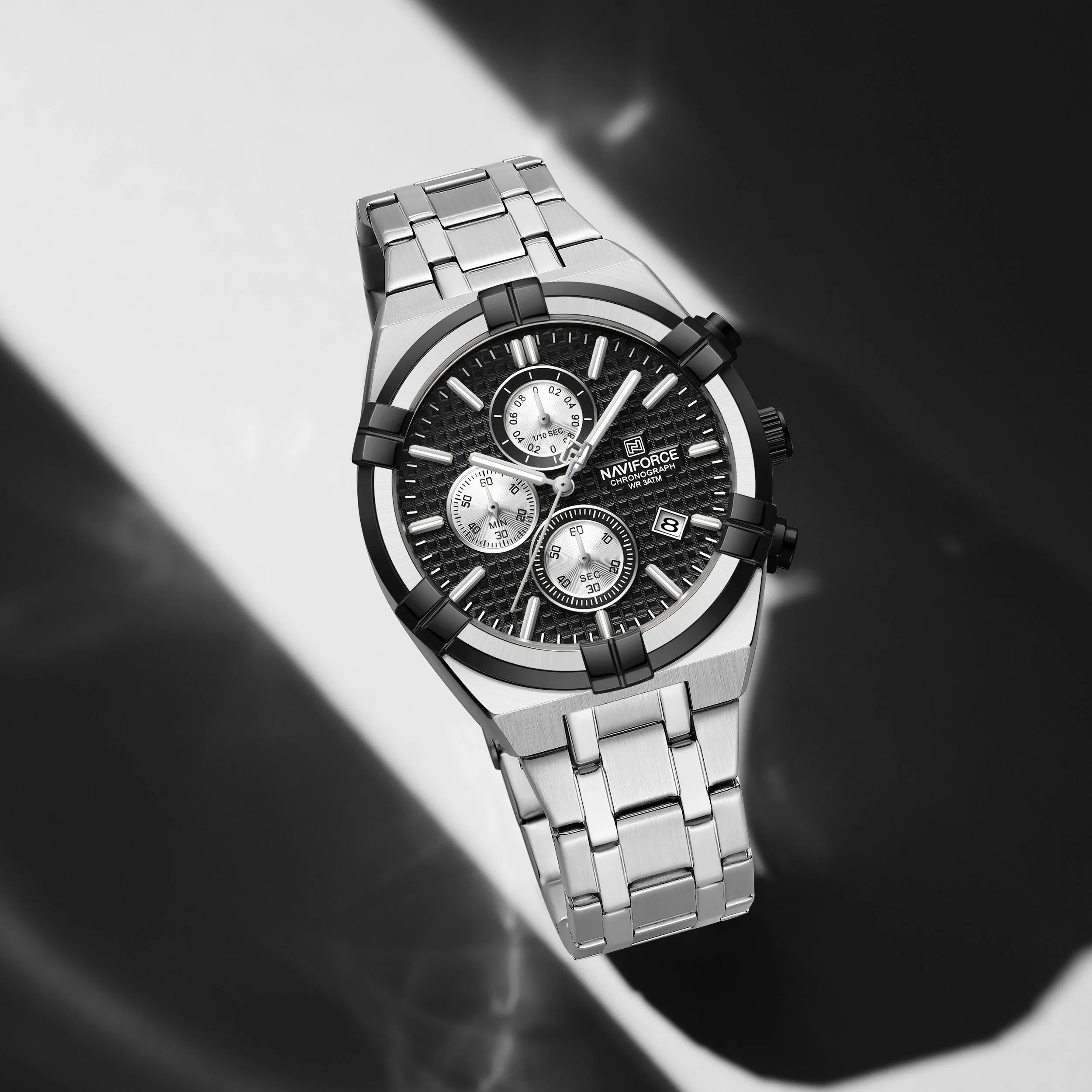 Naviforce 8042 Watch for Men- Silver Black