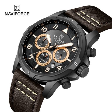 Naviforce 8077 Watch For Men - Black Coffee
