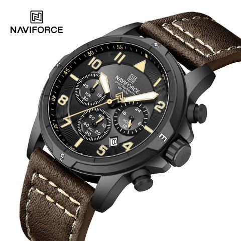 Naviforce 8077 Watch For Men - Black Brown